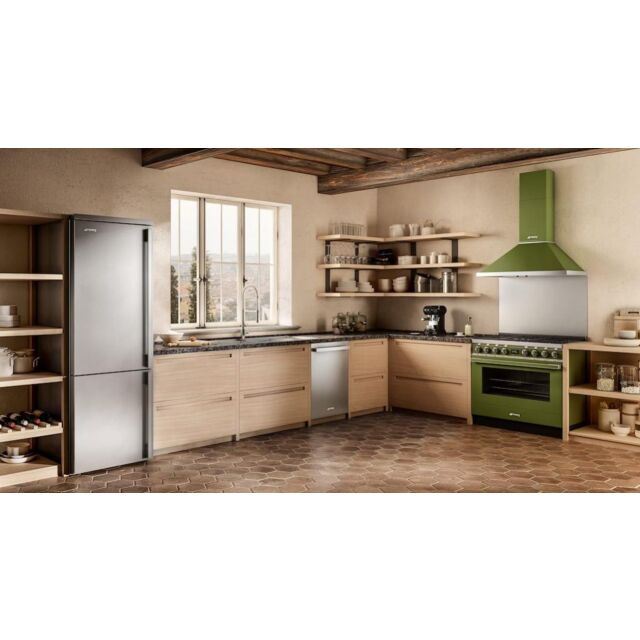 Smeg CPF9GPOG 90cm Portofino Dual Fuel Range Cooker, Olive Green