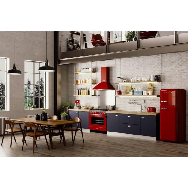 Smeg CPF9GPR 90cm Portofino Dual Fuel Range Cooker, Red