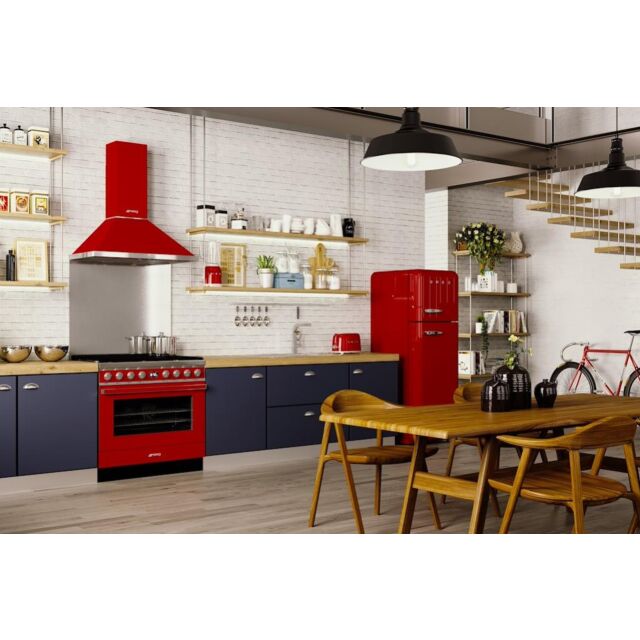 Smeg CPF9GPR 90cm Portofino Dual Fuel Range Cooker, Red