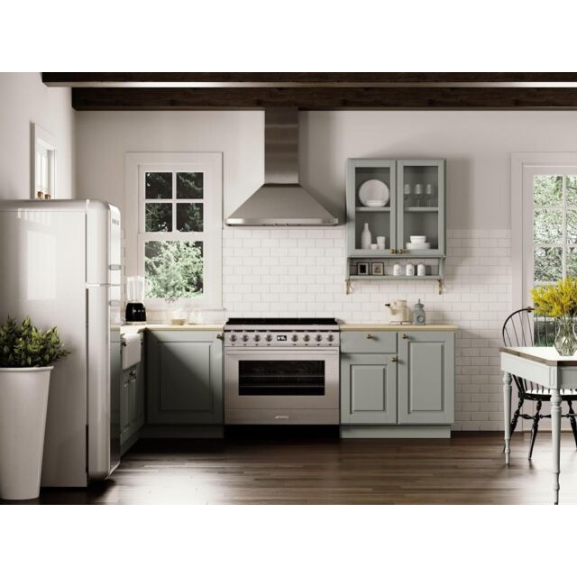 Smeg CPF9GPX 90cm Portofino Dual Fuel Range Cooker, Stainless Steel