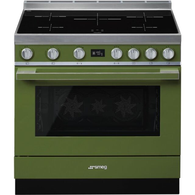 Smeg CPF9IPOG 90cm Portofino Electric Range Cooker, Olive Green