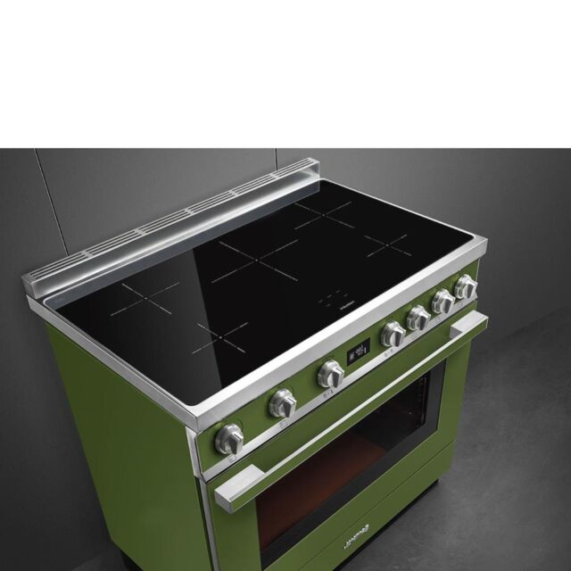 Smeg CPF9IPOG 90cm Portofino Electric Range Cooker, Olive Green