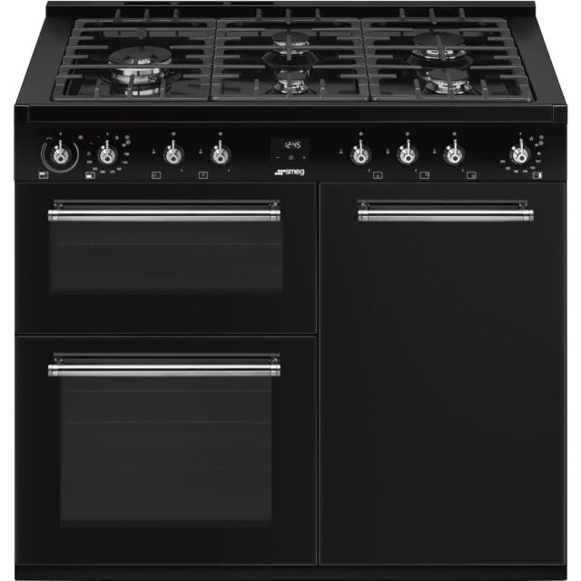 Smeg CX103GMBL Concert 100cm Dual Fuel Range Cooker - Black