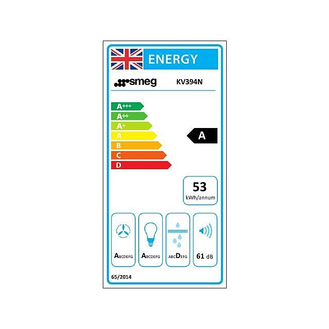 Smeg KV394N 90cm Angled Chimney Hood in Black Glass Auto Vent 2.0