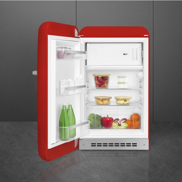 Smeg FAB10LRD5 55cm Fridge with Icebox Left Hand Hinge, Red