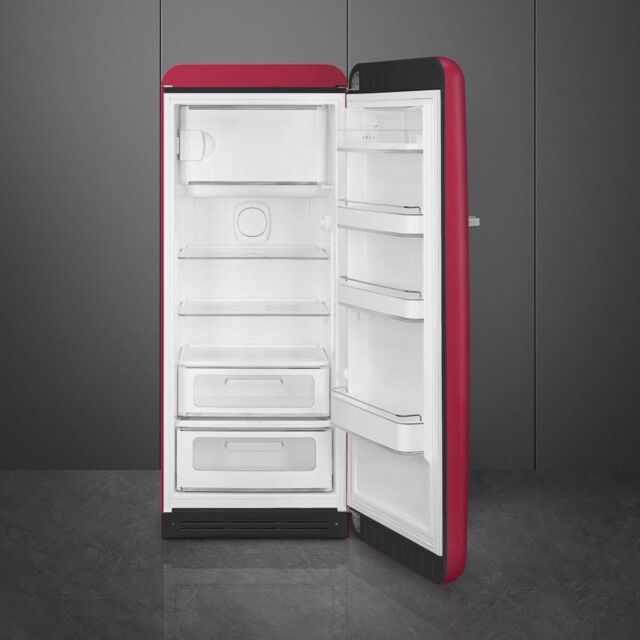Smeg FAB28RDRB5 60cm 50s Style Right Hand Hinge Fridge with Icebox Ruby, Red