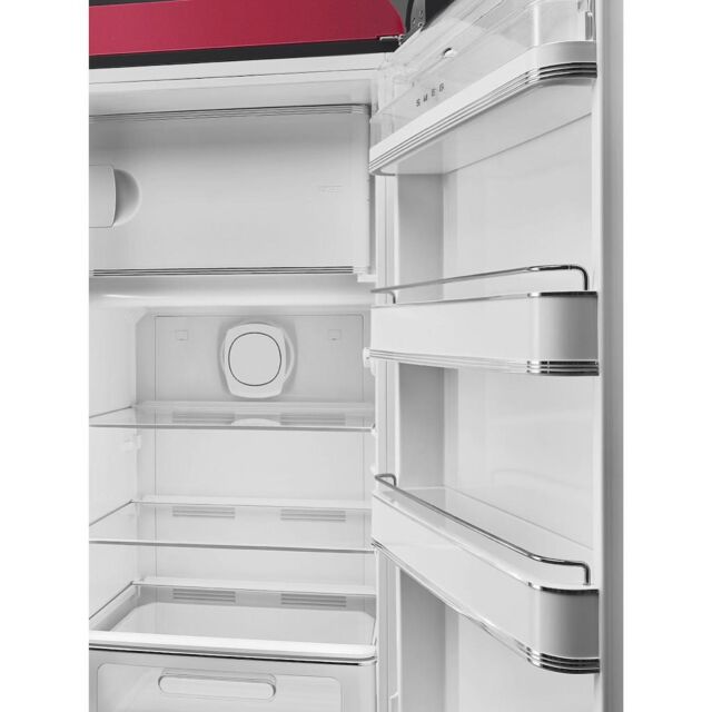 Smeg FAB28RDRB5 60cm 50s Style Right Hand Hinge Fridge with Icebox Ruby, Red