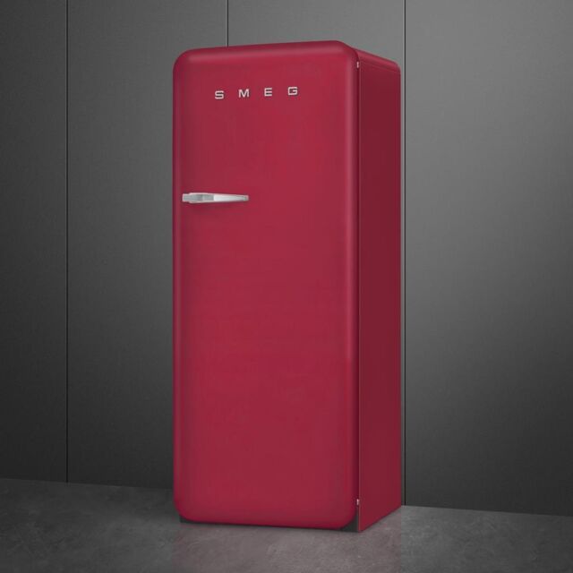Smeg FAB28RDRB5 60cm 50s Style Right Hand Hinge Fridge with Icebox Ruby, Red