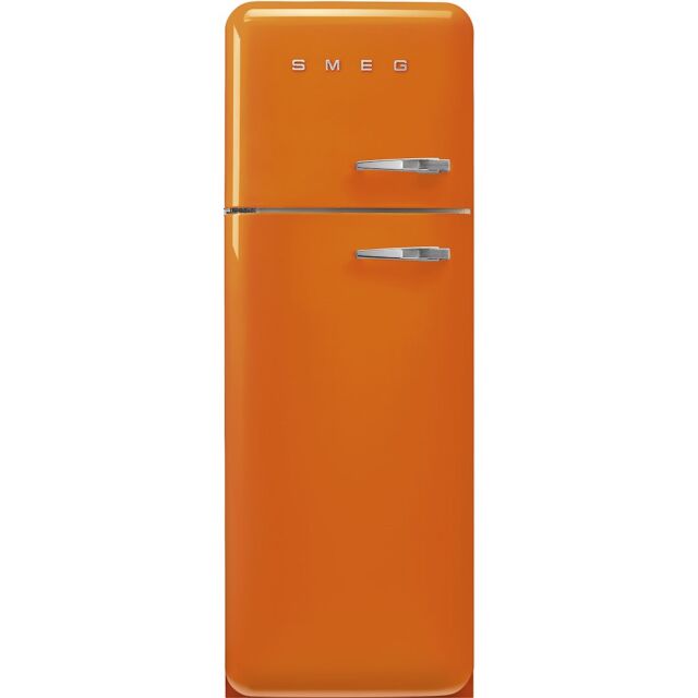 Smeg FAB30LOR5 60cm 50s Style left Hand Hinge Freezer over Fridge, Orange