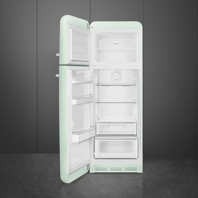 Smeg FAB30LPG5UK 60cm 50s Style Left Hand Hinge Freezer over Fridge, Pastel