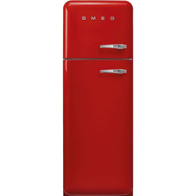 Smeg FAB30LRD5UK 60cm 50s Style Left Hand Hinge Freezer over Fridge, Red