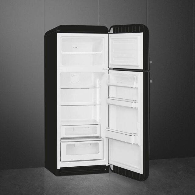 Smeg FAB30RBL5UK 60cm 50s Style Right Hand Hinge Freezer over Fridge, Black