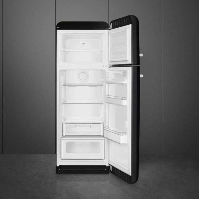 Smeg FAB30RBL5UK 60cm 50s Style Right Hand Hinge Freezer over Fridge, Black