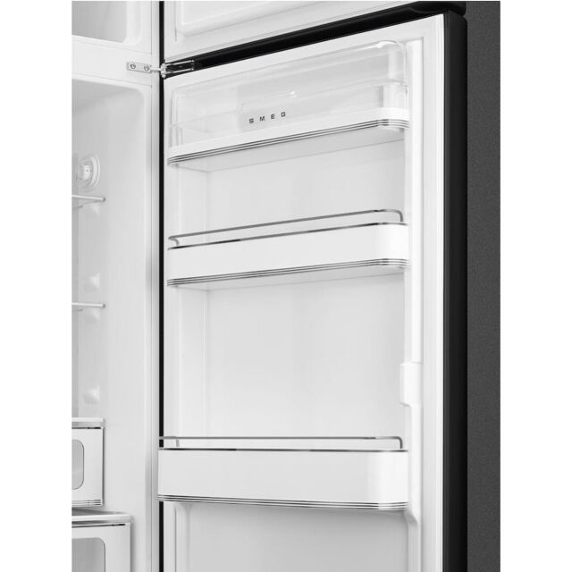 Smeg FAB30RBL5UK 60cm 50s Style Right Hand Hinge Freezer over Fridge, Black
