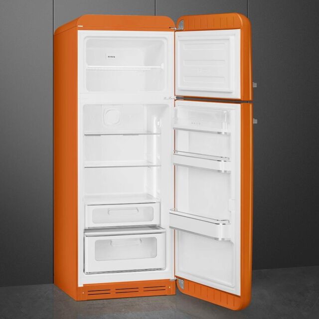 Smeg FAB30ROR5 60cm 50s Style Right Hand Hinge Freezer over Fridge, Orange
