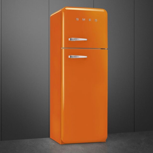 Smeg FAB30ROR5 60cm 50s Style Right Hand Hinge Freezer over Fridge, Orange