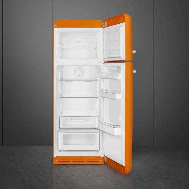 Smeg FAB30ROR5 60cm 50s Style Right Hand Hinge Freezer over Fridge, Orange