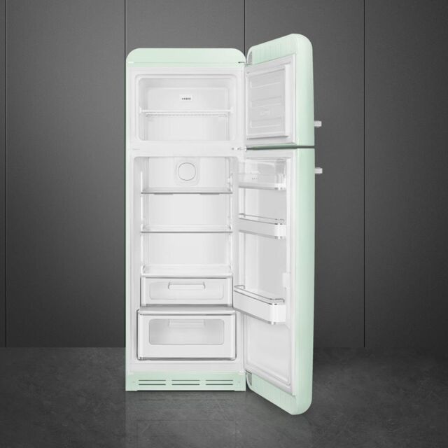 Smeg FAB30RPG5UK 60cm 50s Style Right Hand Hinge Freezer over Fridge, Pastel