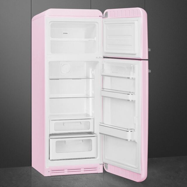 Smeg FAB30RPK5 60cm 50s Style Right Hand Hinge Freezer over Fridge, Pink