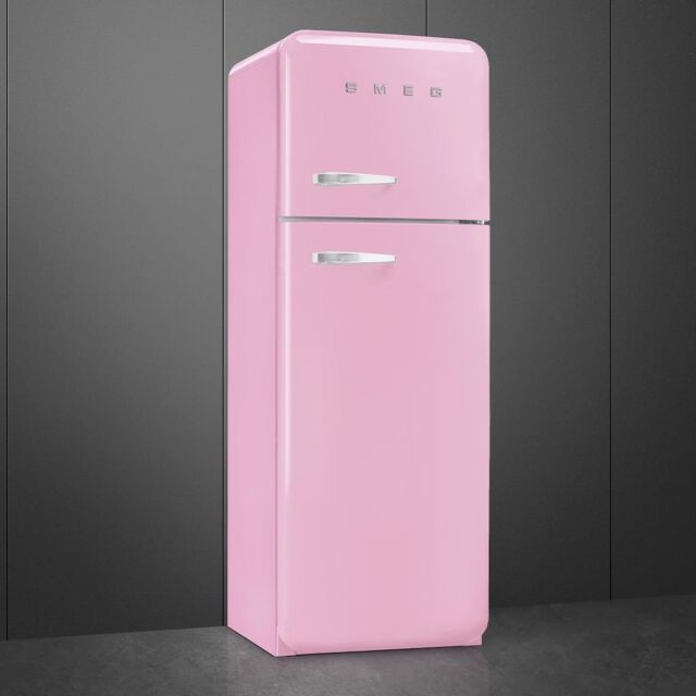 Smeg FAB30RPK5 60cm 50s Style Right Hand Hinge Freezer over Fridge, Pink