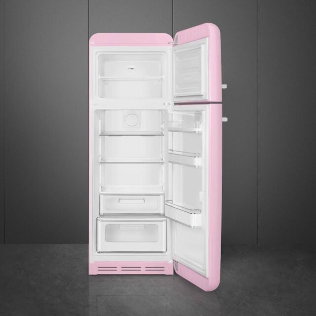 Smeg FAB30RPK5 60cm 50s Style Right Hand Hinge Freezer over Fridge, Pink
