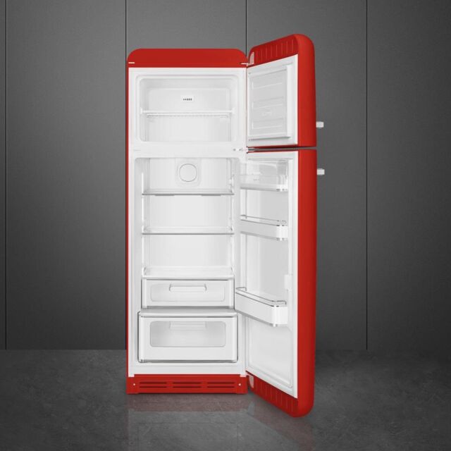 Smeg FAB30RRD5UK 60cm 50s Style Right Hand Hinge Freezer over Fridge, Red