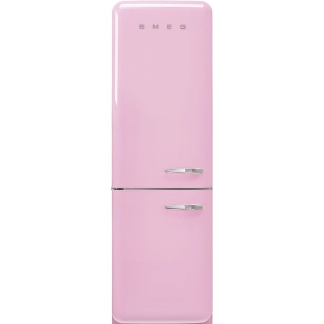 Smeg FAB32LPK5 60cm 50s Style Left Hand Hinge Fridge over Freezer, Pink