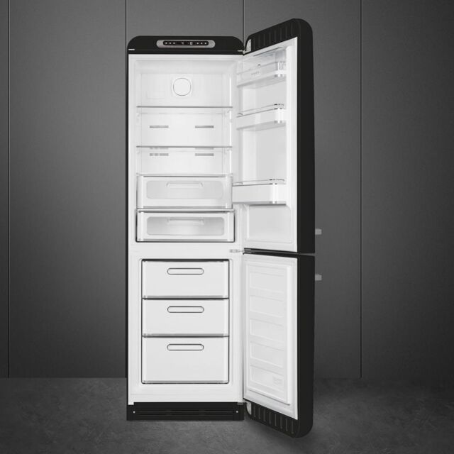 Smeg FAB32RBL5UK 60cm 50s Style Right Hand Hinge Fridge Freezer, Black