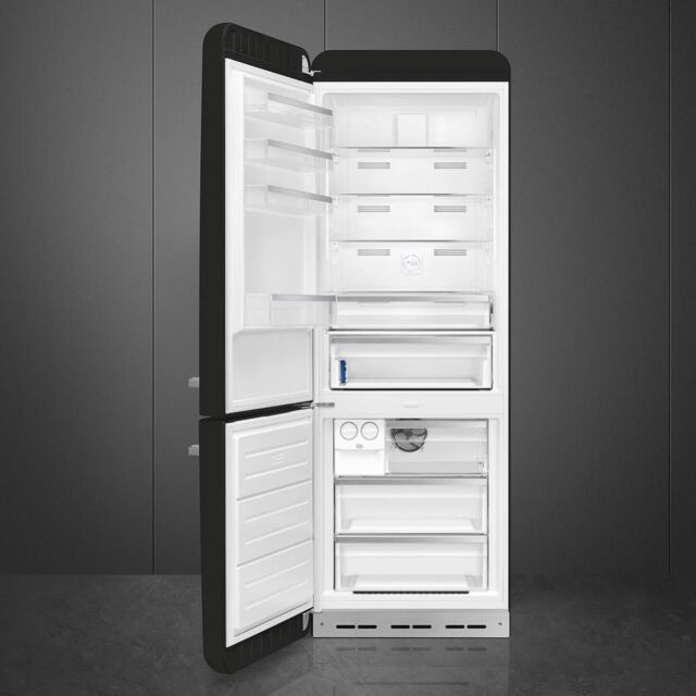 Smeg FAB38LBL5 70cm 50s Style Left Hand Hinge Fridge Freezer, Black