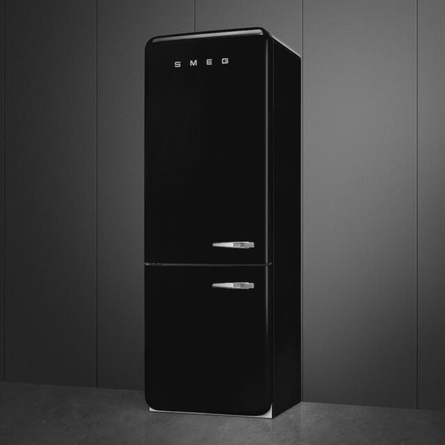 Smeg FAB38LBL5 70cm 50s Style Left Hand Hinge Fridge Freezer, Black