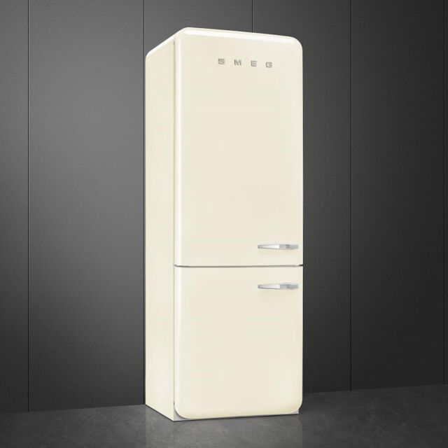 Smeg FAB38LCR5 70cm 50s Style Left Hand Hinge Fridge Freezer, Cream