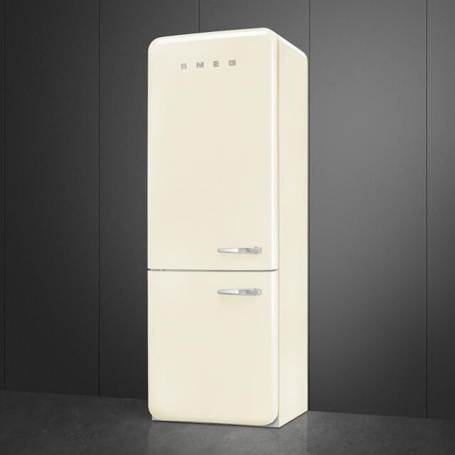 Smeg FAB38LCR5 70cm 50s Style Left Hand Hinge Fridge Freezer, Cream