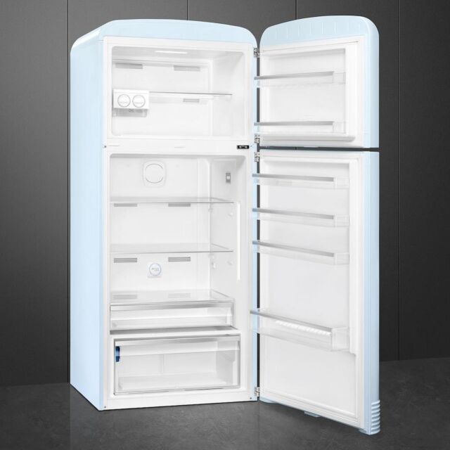 Smeg FAB50RPB5 80.4cm 50s Style Right Hand Hinge Fridge Freezer, Pastel Blue
