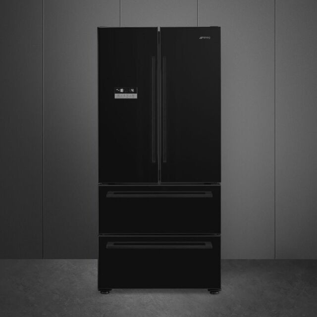 Smeg FQ55FNDF 84cm Two Door Two Drawer Fridge Freezer, Black