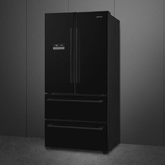 Smeg FQ55FNDF 84cm Two Door Two Drawer Fridge Freezer, Black