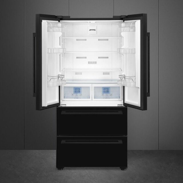 Smeg FQ55FNDF 84cm Two Door Two Drawer Fridge Freezer, Black