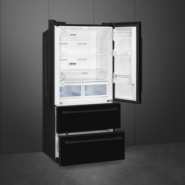 Smeg FQ55FNDF 84cm Two Door Two Drawer Fridge Freezer, Black