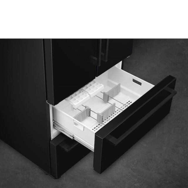 Smeg FQ55FNDF 84cm Two Door Two Drawer Fridge Freezer, Black