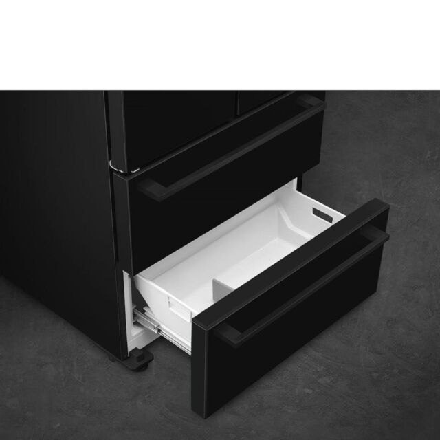 Smeg FQ55FNDF 84cm Two Door Two Drawer Fridge Freezer, Black