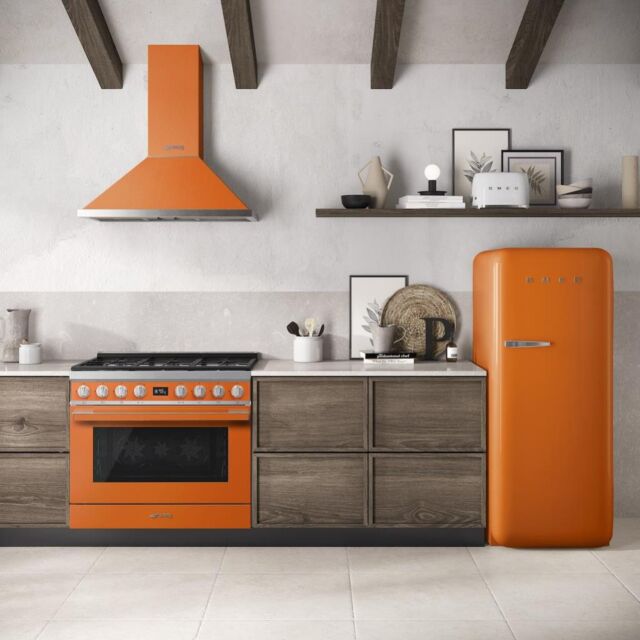 Smeg KPF9OR 90cm Portofino Chimney Hood, Orange