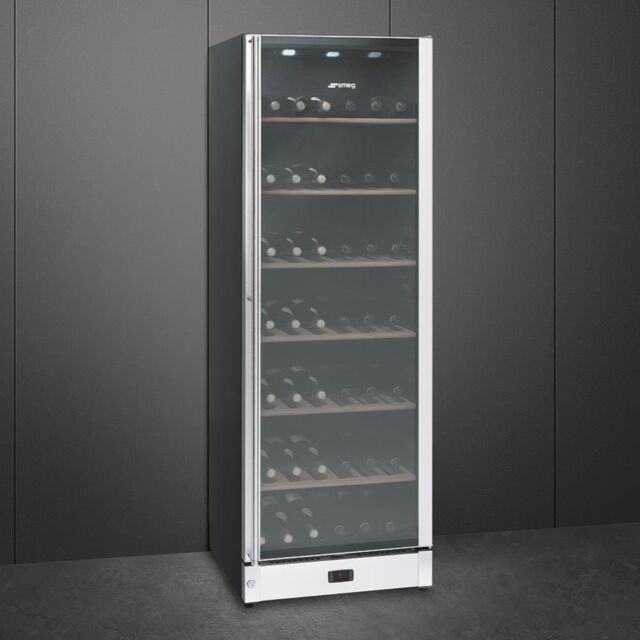 Smeg SCV115A 60cm Freestanding Classic Wine Cooler with Right Hand Hinge, Stainless Steel