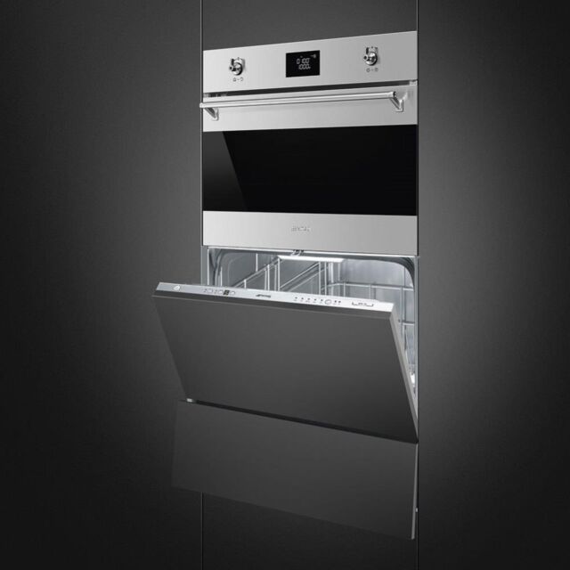 Smeg SF4390MCX 45cm Classic Combi Microwave Oven, Stainless Steel