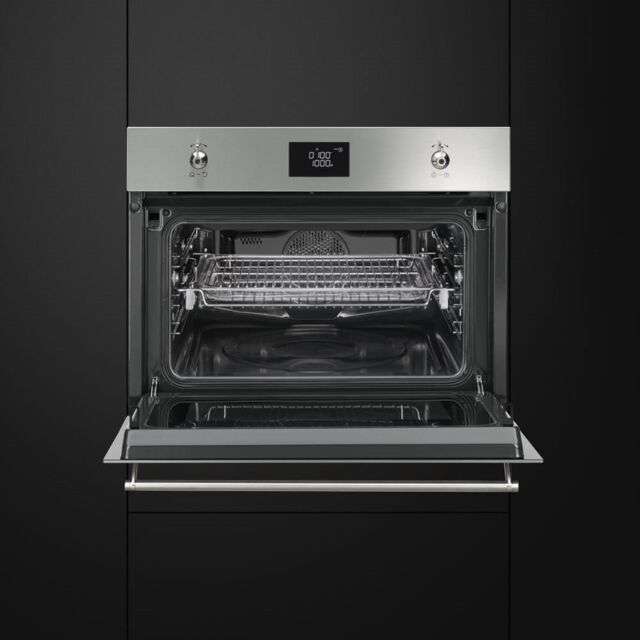 Smeg SF4390MCX 45cm Classic Combi Microwave Oven, Stainless Steel