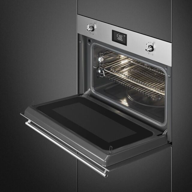 Smeg SF4390MCX 45cm Classic Combi Microwave Oven, Stainless Steel