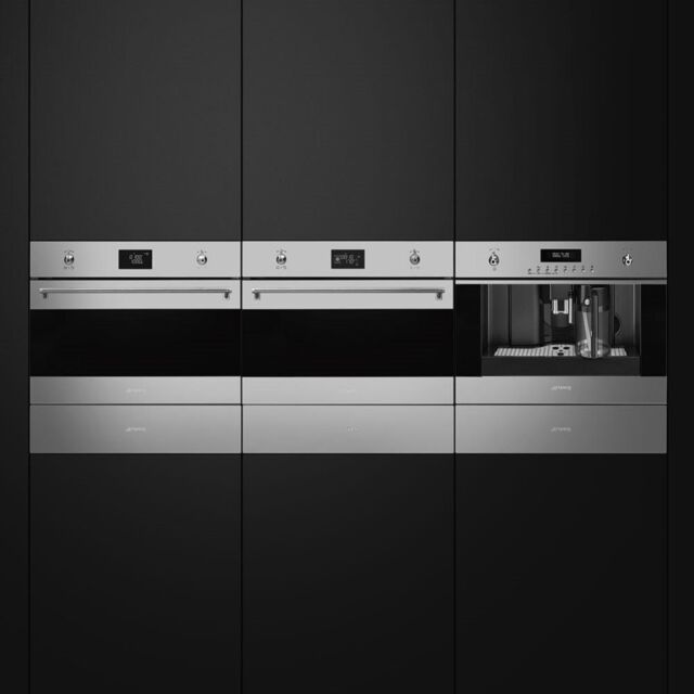 Smeg SF4390MCX 45cm Classic Combi Microwave Oven, Stainless Steel