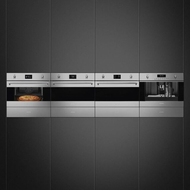 Smeg SF4390MCX 45cm Classic Combi Microwave Oven, Stainless Steel