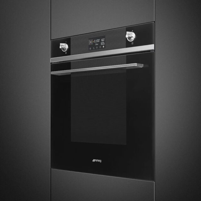 Smeg SO6102M2N 60cm Linea Speedwave XL Combi Microwave, Black Glass