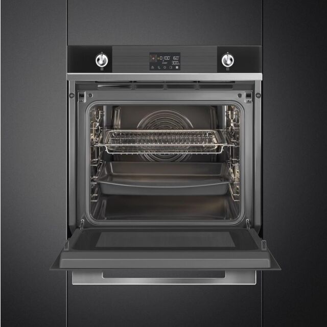 Smeg SO6102M2N 60cm Linea Speedwave XL Combi Microwave, Black Glass