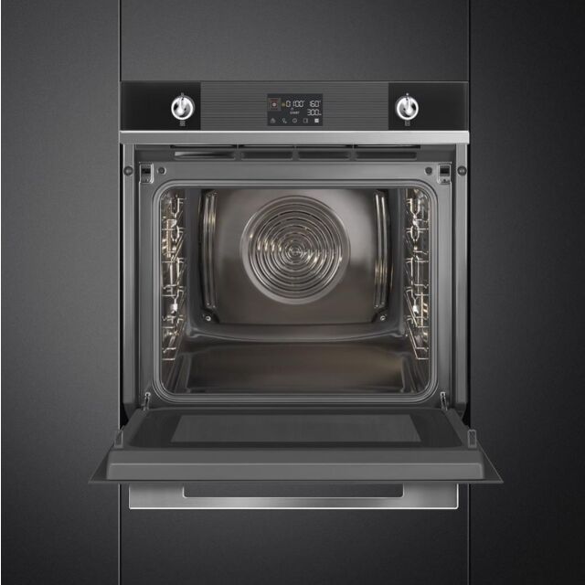 Smeg SO6102M2N 60cm Linea Speedwave XL Combi Microwave, Black Glass