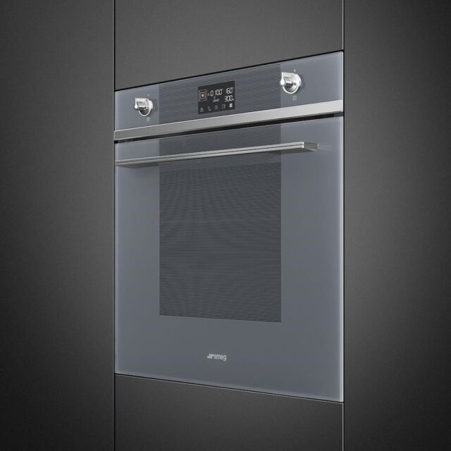 Smeg SO6102M2S 60cm Linea Speedwave XL Combi Microwave, Silver Glass